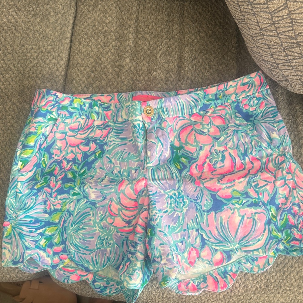 Lilly Pulitzer Pink Blue Green Floral High Waist Shorts